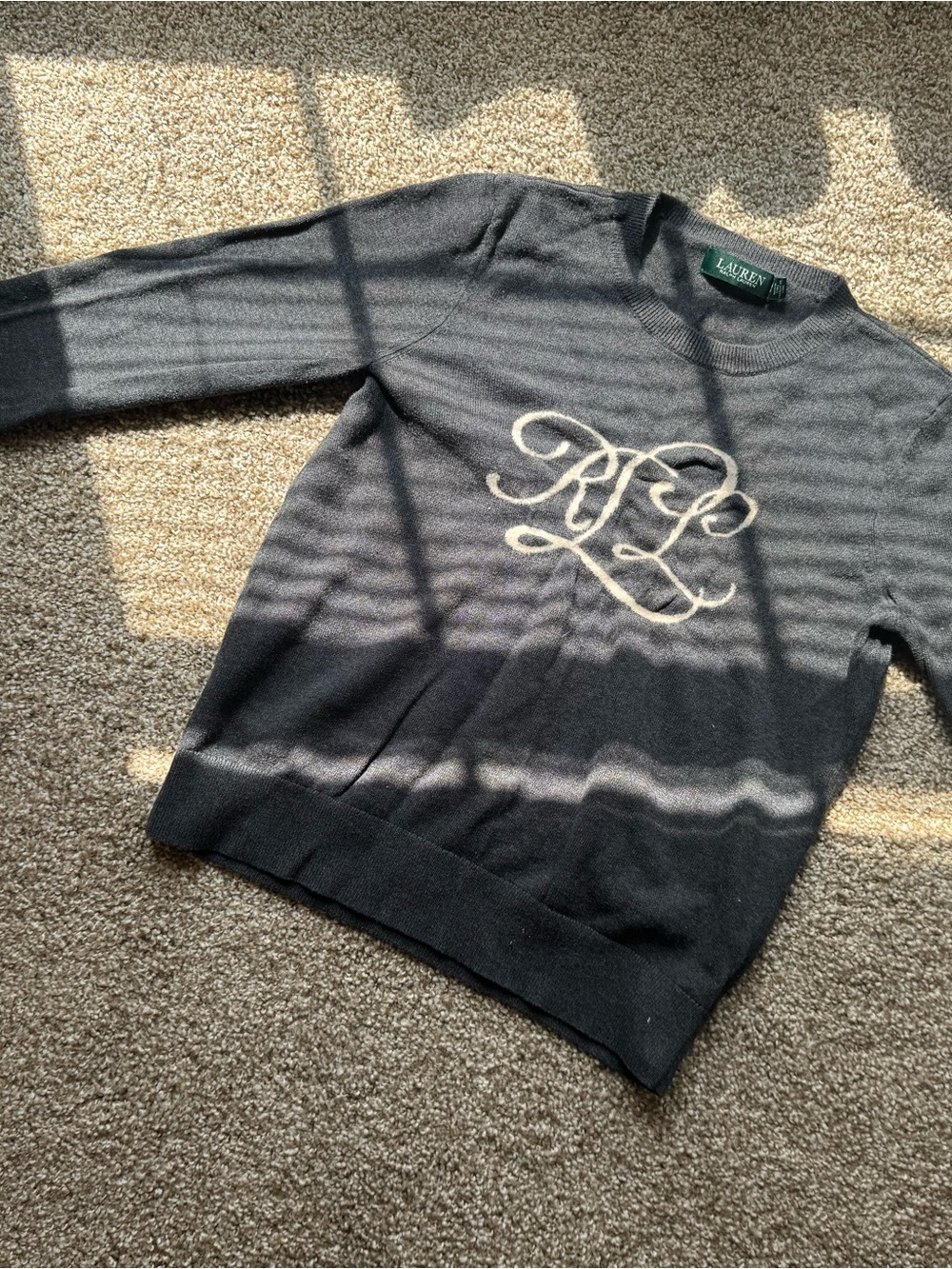Lauren Ralph Lauren Women’s Charcoal Crewneck Sweater with Monogram
